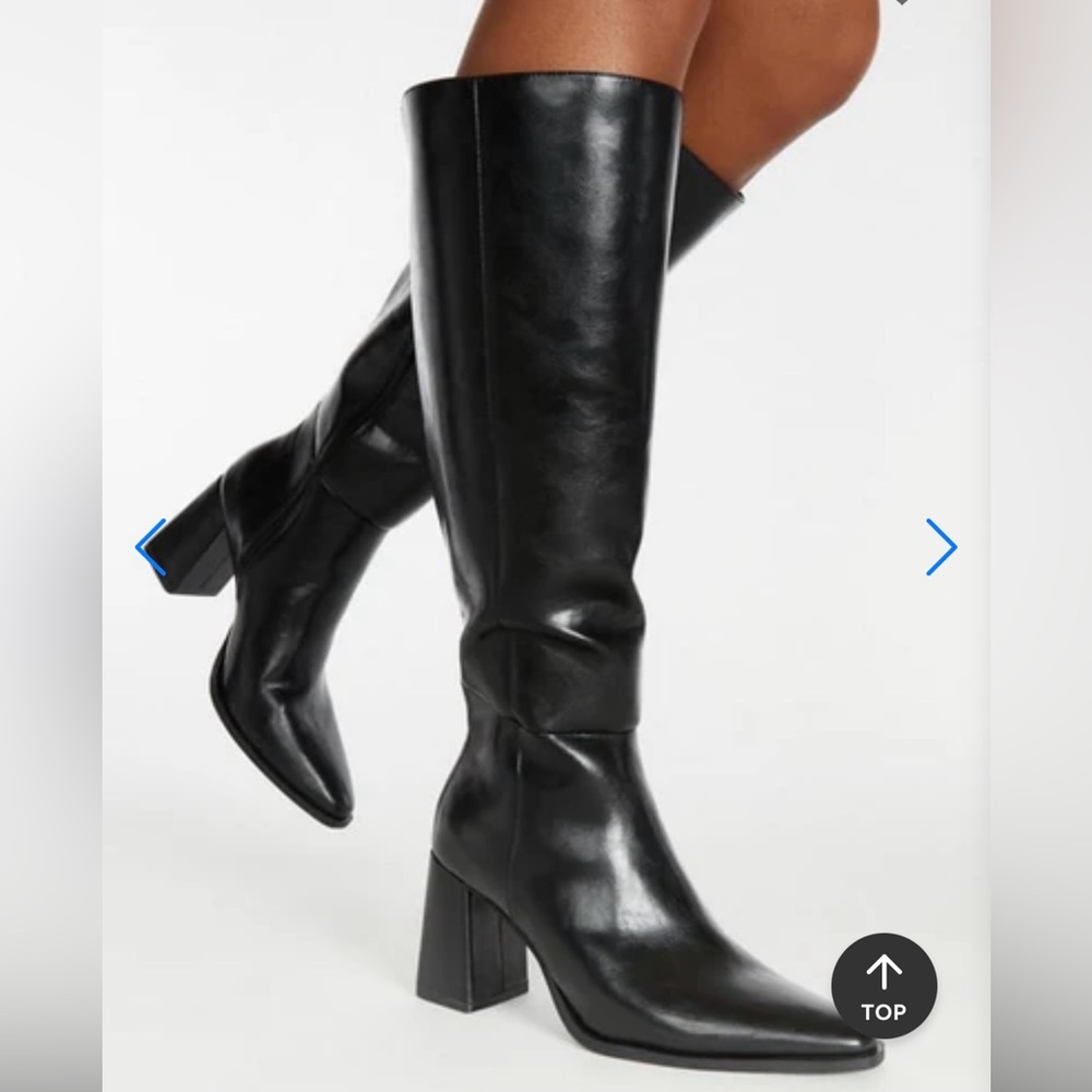 Sleek Black leather Heeled Boots